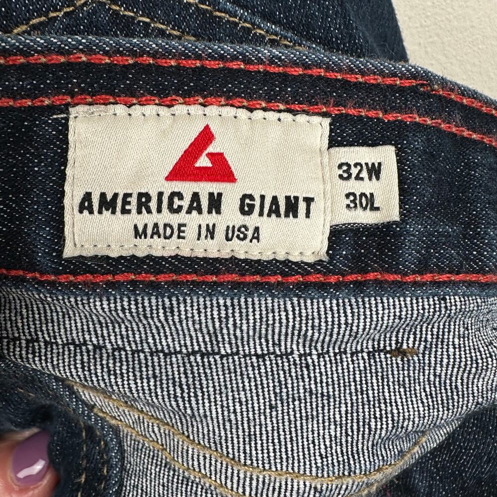 American Giant Men's 218 Straight Jeans Maritime Stretch Dark Wash 32x30 USA - Picture 7 of 8